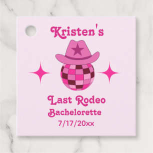 Last Rodeo Pink Disco Cowgirl Bachelorette  Favour Tags