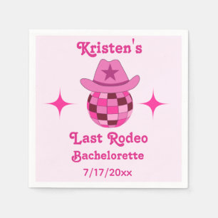 Last Rodeo Pink Disco Cowgirl Bachelorette Napkin