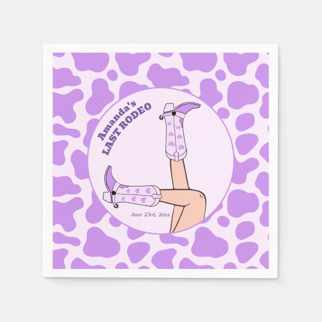 Last Rodeo Purple Cowgirl Bridal Shower Party Napkin (Front)