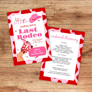 Last Rodeo Red & Pink Cowgirl Bachelorette Weekend Invitation