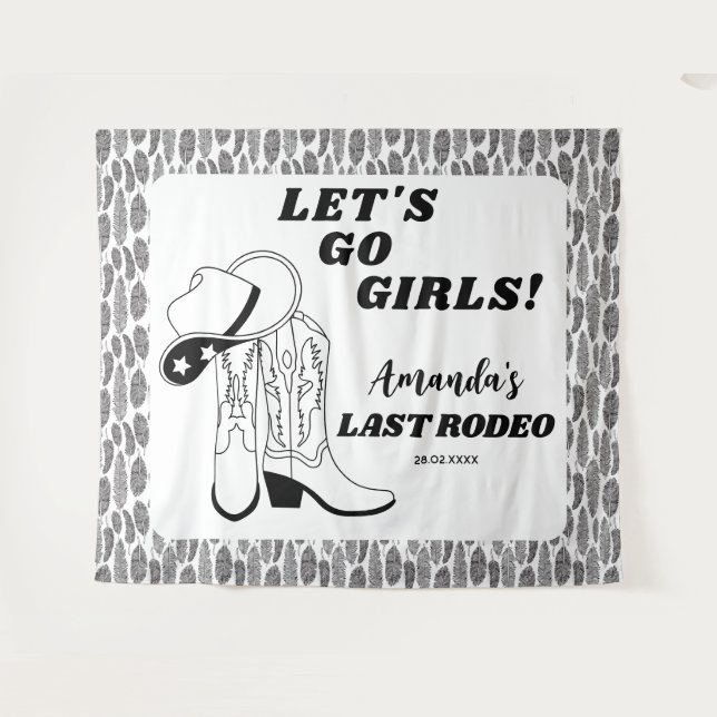 Last Rodeo Western Cowgirl Bachelorette Party Tapestry (Front (Horizontal))