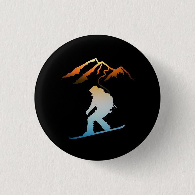 Last Round, Sunset Ski 1 Inch Round Button (Front)