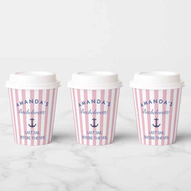 Last Sail Before The Veil Bachelorette Paper Cups (Multi)