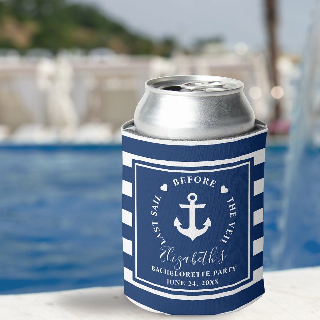 Last Sail Before The Veil Bachelorette Party Can Cooler (Customize to change text size or text style.)