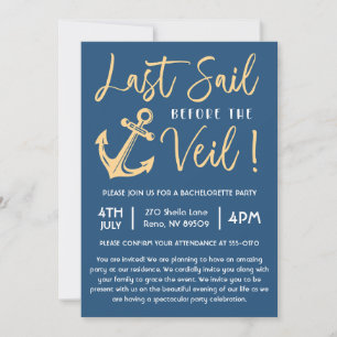 Last Sail Before The Veil Bachelorette Party Invitation