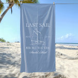 Last Sail Before The Veil Bachelorette Weekend Beach Towel<br><div class="desc">This design features trendy bold text,  beachy coastal vibes with hand drawn sailboats.</div>