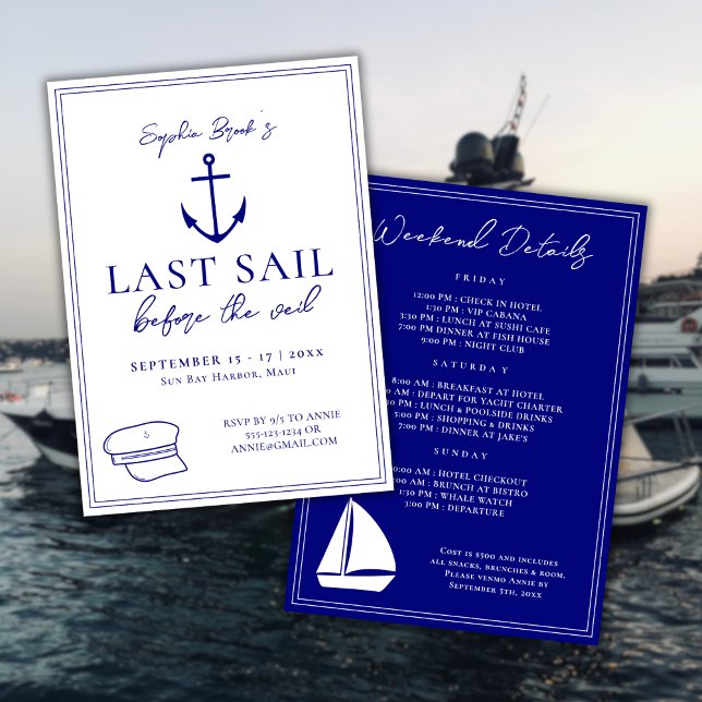 Last Sail Before The Veil Bachelorette Weekend Invitation (Creator Uploaded)