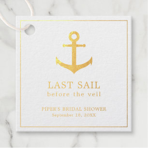 Last Sail Before The Veil Gold Foil Bridal Shower Favour Tags