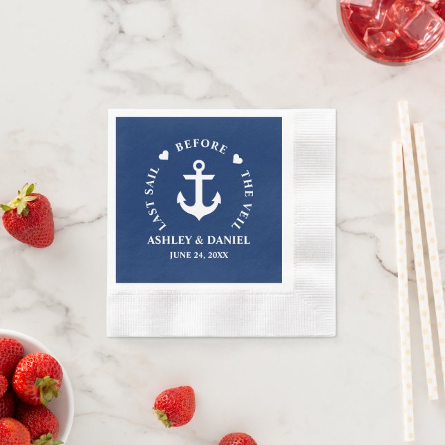 Last Sail Before The Veil Hearts Nautical Anchor Napkin (Insitu)