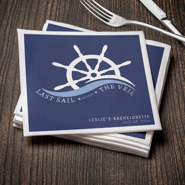 Last Sail Before the Veil Helm Bachelorette Party Napkin (Creator Uploaded)