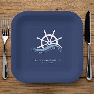 Last Sail Before the Veil Helm Bachelorette Party Paper Plate