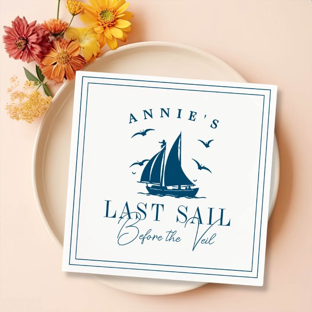 Last Sail Before the Veil Nautical Bachelorette Napkin (Creator Uploaded)