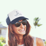 Last Sail Before the Veil Nautical Bachelorette Trucker Hat<br><div class="desc">Get the party started at your nautical or boating bachelorette party with these cute personalized hats. Design features a navy blue ship's illustration topped by a small heart, with two lines of custom text beneath; shown with "Last Sail Before the Veil." Add the bride's name curved across the top. Colours...</div>