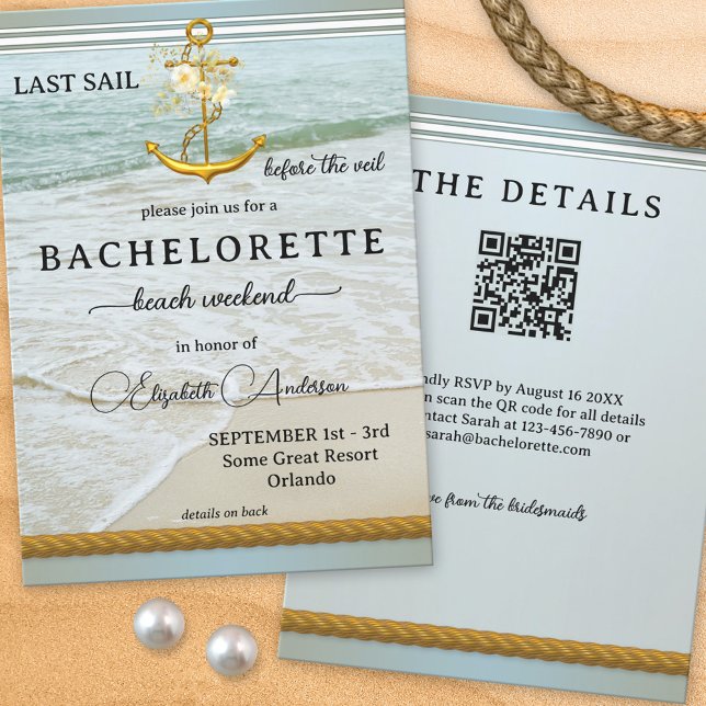 Last Sail before the Veil QR Bachelorette Weekend Invitation (Creator Uploaded)