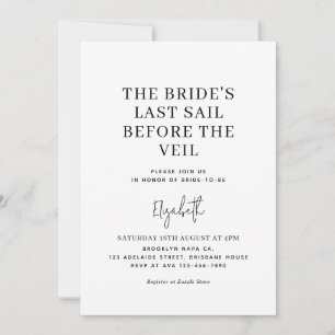 Last Sail Before The Veil White Bridal Shower Invitation