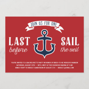 Last Sail   Nautical Bachelorette Party Invitation