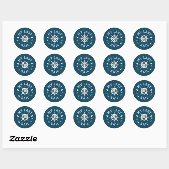last sail nautical navy bachelorette party classic round sticker (Sheet)
