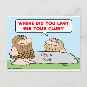 last see club cavemen lost found postcard