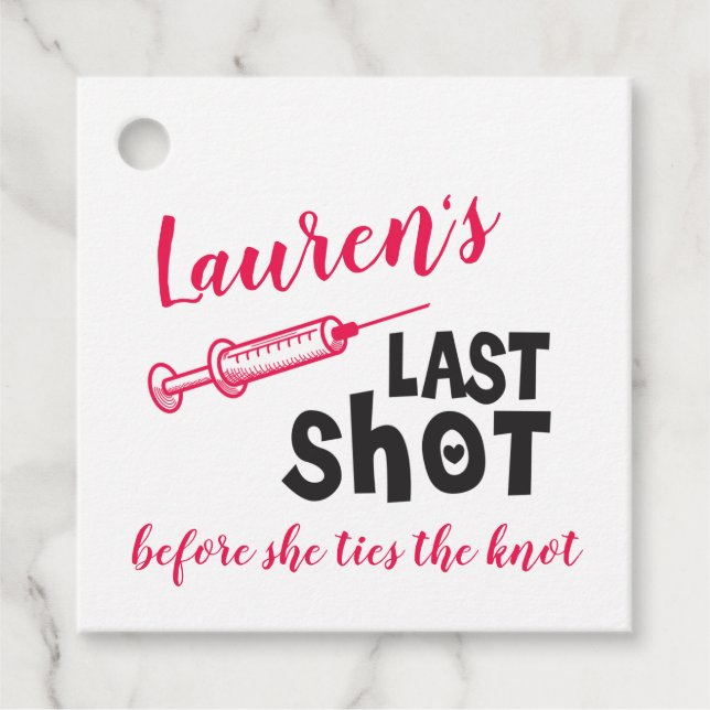 Last Shot Bridal Favour Tags (Front)
