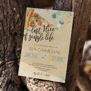 Last Slice of Single Life Bridal Shower  Invitation
