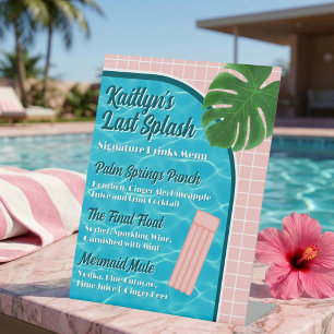 Last Splash Bachelorette Signature Drinks Menu Pedestal Sign