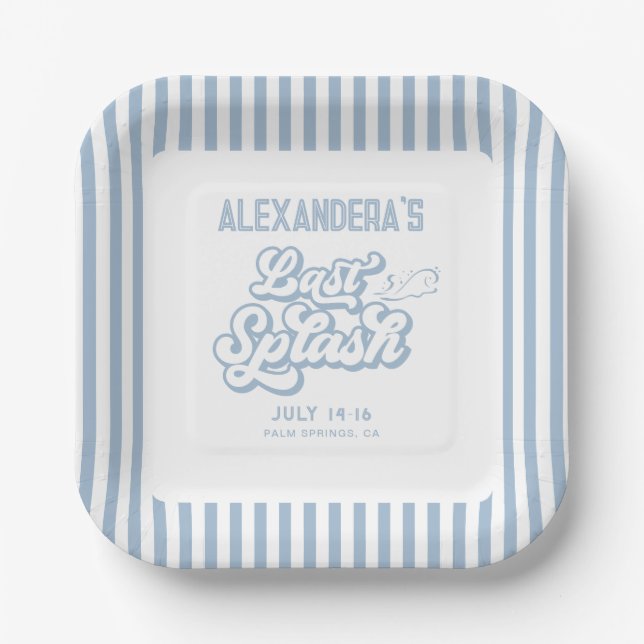 Last Splash Beach Bachelorette Party Paper Plate (Front)