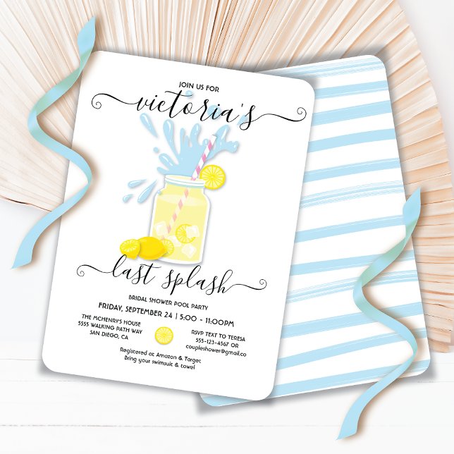 Last Splash Lemonade Pool Party Shower Invitation (Creator Uploaded)