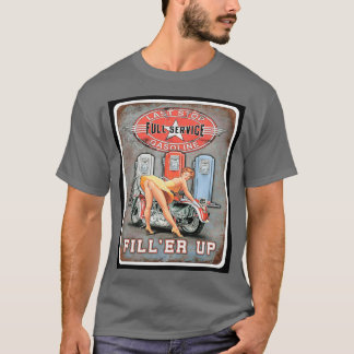 Last Stop Garage Pin Up Girl Biker Motorcycle T-Shirt