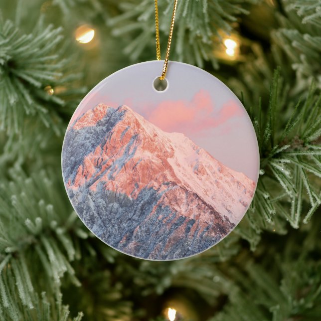 Last sun light on mountain Storžič, Slovenia Ceramic Ornament (Tree)