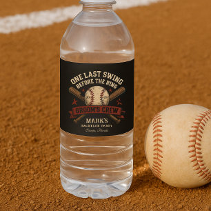 Last Swing Baseball Bachelor Party Water Bottle Label