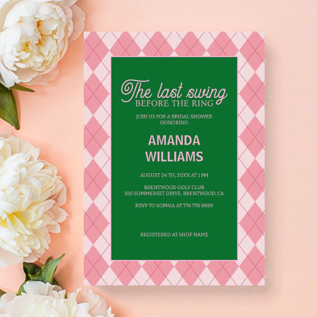  Last Swing Before I Ring Golf Bridal Shower  Invitation (Creator Uploaded)