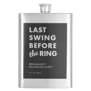 Last Swing Before the Ring Bachelor Party Minimal Hip Flask