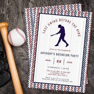 Last Swing Before The Ring Baseball Bachelor Party Invitation