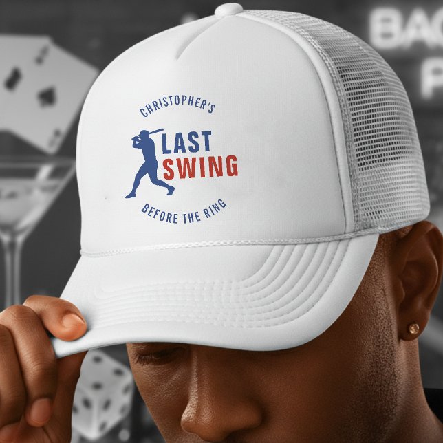 Last Swing Before the Ring Baseball Bachelor Party Trucker Hat (Creator Uploaded)