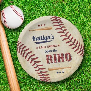 Last Swing Before The Ring! Baseball Bachelorette Paper Plate