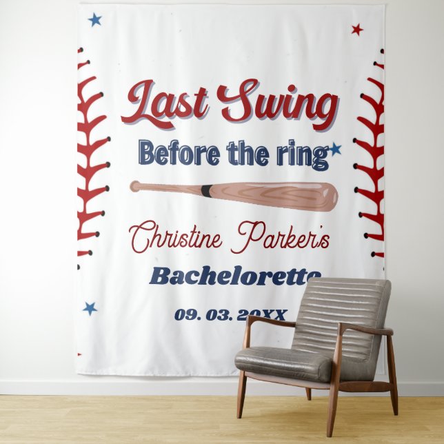 Last Swing before the ring Baseball  Bachelorette Tapestry (In Situ)