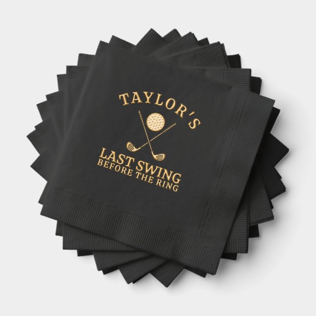 Last Swing Before The Ring Golf Bachelor Foil Napkins (Insitu (Stacked))
