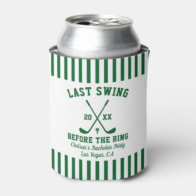 Last Swing Before The Ring Golf Bachelor Party Can Cooler (Can Front)