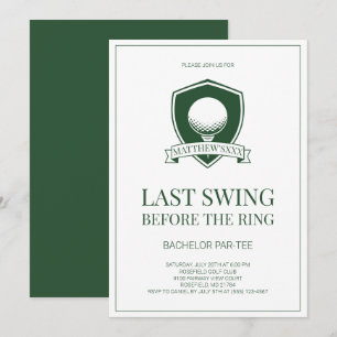 Last Swing Before the Ring Golf Bachelor Party Invitation