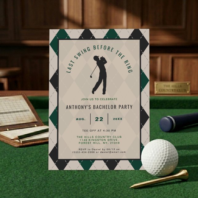 Last Swing Before the Ring | Golf Bachelor Party Invitation (Creator Uploaded)