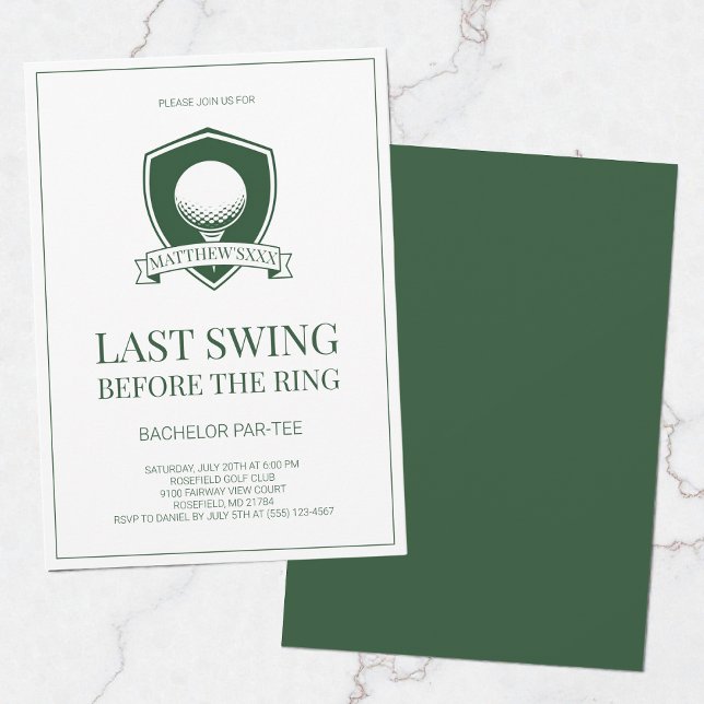 Last Swing Before the Ring Golf Bachelor Party Invitation (Last Swing Before the Ring Golf Bachelor Party Invitation)