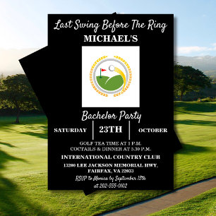 Last Swing Before the Ring Golf Bachelor Party Invitation