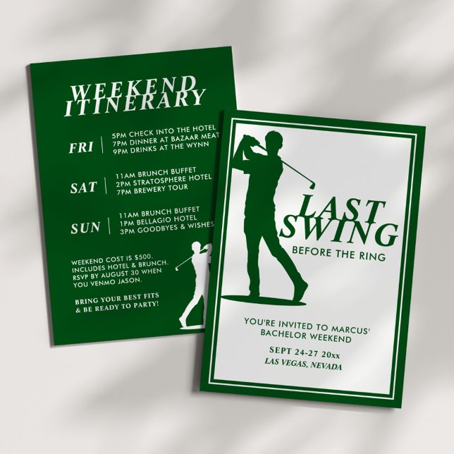 Last Swing Before the Ring Golf Bachelor Weekend Invitation (Creator Uploaded)