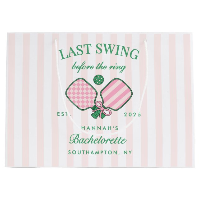 Last Swing Before The Ring Pickleball Bach Weekend Large Gift Bag (Front)