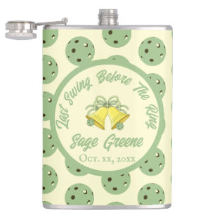 Last Swing Before the Ring Sage & Cream Pickleball Hip Flask