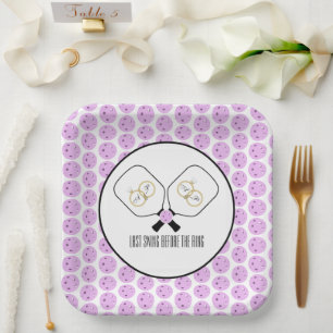 Last Swing Before the Ring Wedding Pickleball  Paper Plate