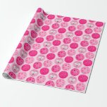 Last Swing Before the Ring Wedding Pickleball Pink Wrapping Paper<br><div class="desc">Pickleball bridal shower, engagement, bachelorette party, or pickleball activity over the weekend shades of pink pickleball party gift wrap to personalize. The background is a mix of pale pink, hot pink, and off-pink pickleball balls. Intertwined engagement and wedding ring with initials in the centre to customize with the wedding date...</div>