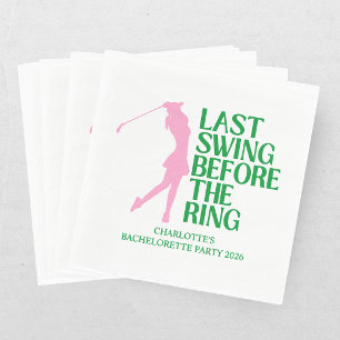Last Swing Golf Bachelorette Pink Green Napkin