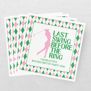 Last Swing Golf Bachelorette Pink Green Napkin