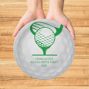 Last Swing Golf Bachelorette Pink Green Paper Plate